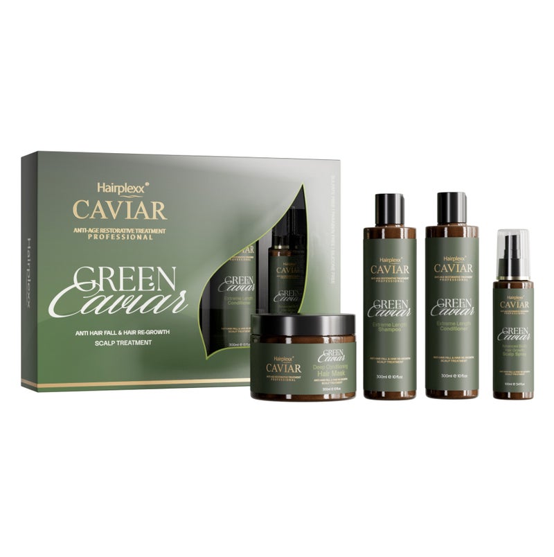 Hairplexx Caviar Green Caviar Anti Hair Fall & Hair Re-growth Set 4 in 1